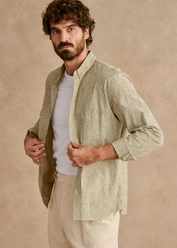 Chemise Charlie Seersucker Coton Lin