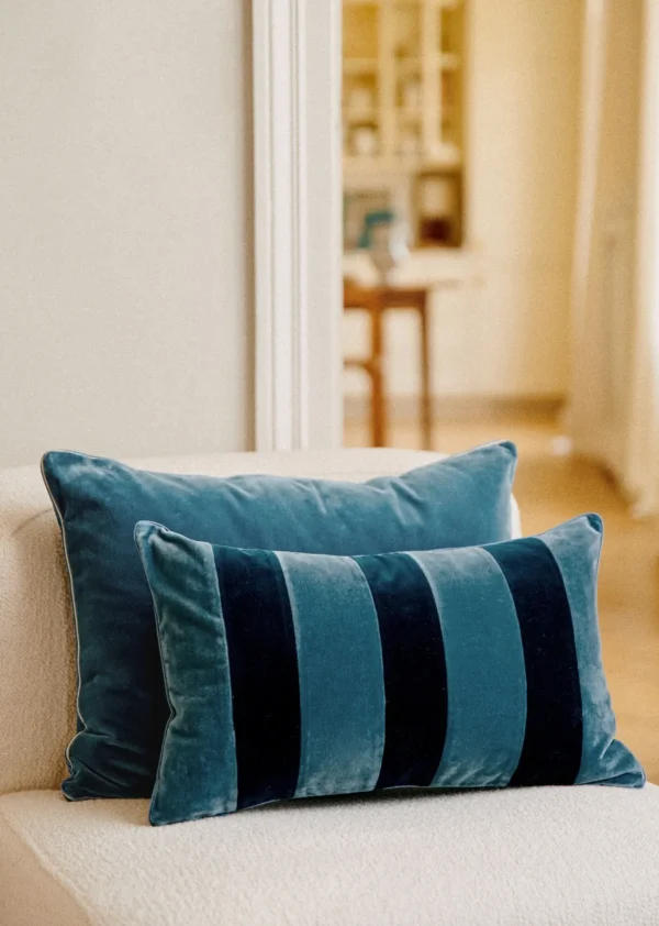 Coussin Rayures Velours - Petit Modèle