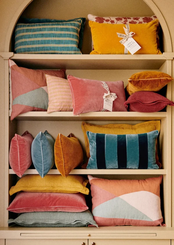 Coussin Rayures Velours - Petit Modèle