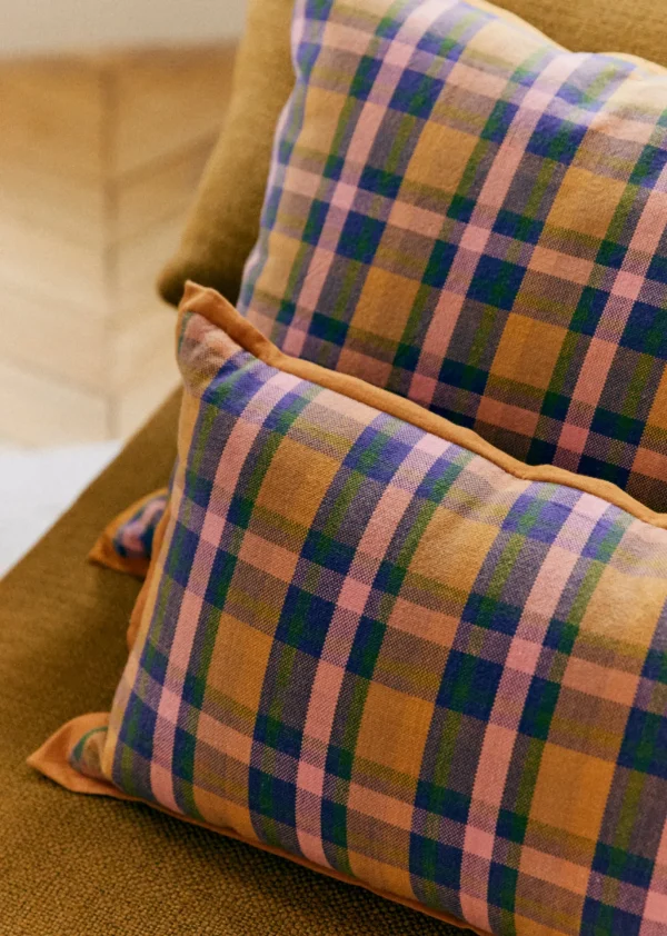 Coussin Tissé Madras -  Grand Modèle