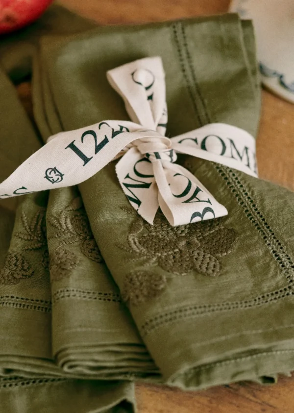 Set De 4 Serviettes - Fleurs Brodées