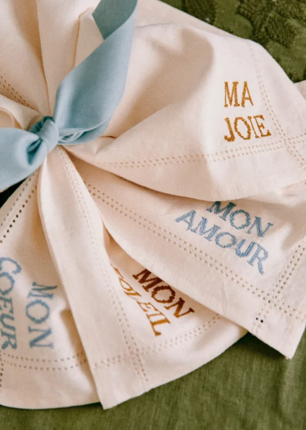 Set De 4 Serviettes - Les Mots Brodés