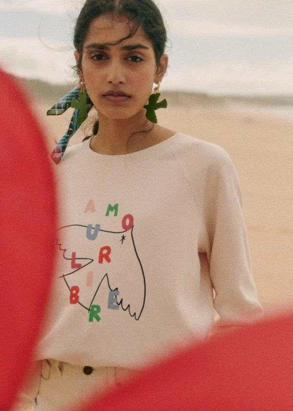 Sweat-Shirt Amour Libre Oiseau - Sézane X Pangea